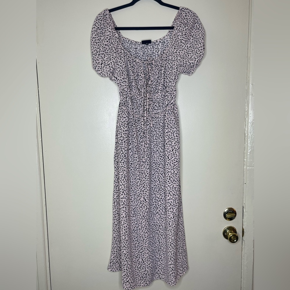 Beachy peasant off shoulder maxi dress novelty print size XS extra small